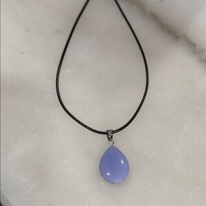 Lavender Teardrop Pendant Necklace on Black Cord